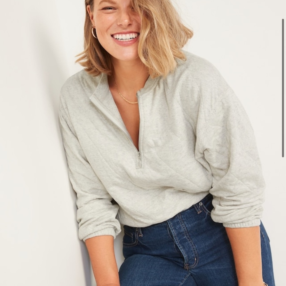 NWT Old Navy Crew-Neck Half-Zip Quilted Sweatshirt